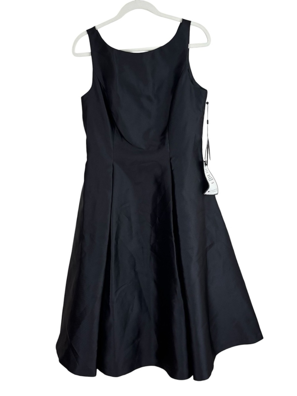 Adrianna Papell Sleeveless Tea Length Dress Womens Sz 12 Black NWT Wedding Guest